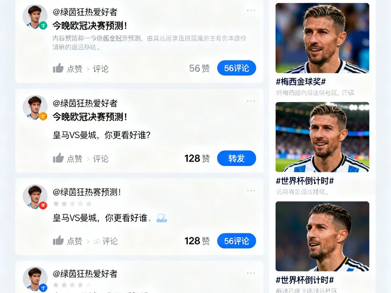 极速直播球迷社区页面截图，展示活跃的讨论帖和用户互动，页面设计现代简洁